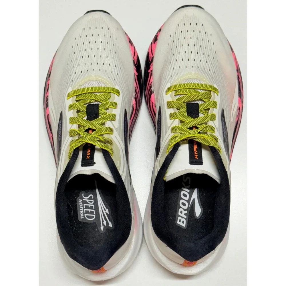 Brooks Hyperion Max Womens Running Shoes White Pink Lime 1203771B104 Size 8.5